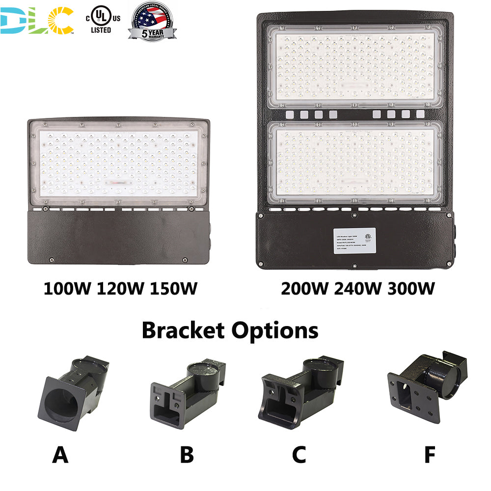 Commercial LED Parking Lot Light with Twist Lock Photocell 100W/120W/150W 200W/240W/300W Watt Tunable 5000K Type IV 100-277V / 277-480V Area Security Lighting