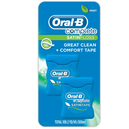 Oral B Complete Satin Dental Floss Mint, 50m, Twin Pack