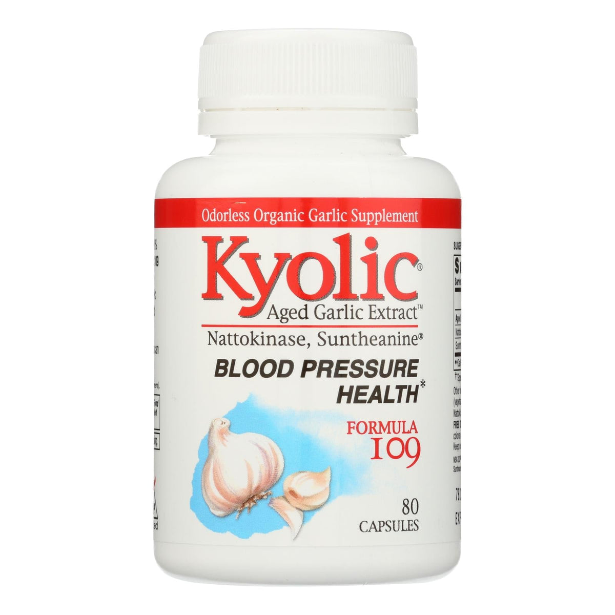 Kyolic Aged Garlic Extract Blood Pressure Health Formula 109, 80 Capsules