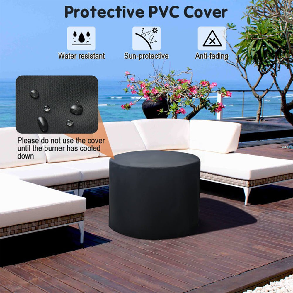 30K BTU Premium Outdoor Patio Gas Fire Pit Table With Fire Glass And Cover, 32" (96517432)