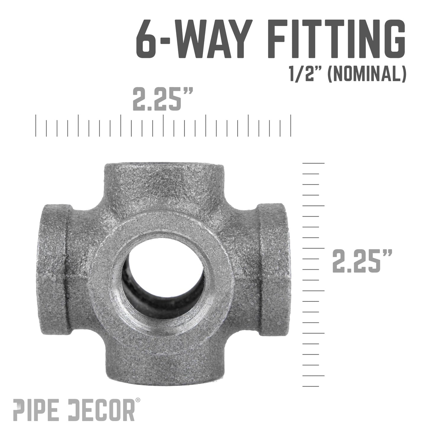 1/2 in. Black 6-Way Fitting