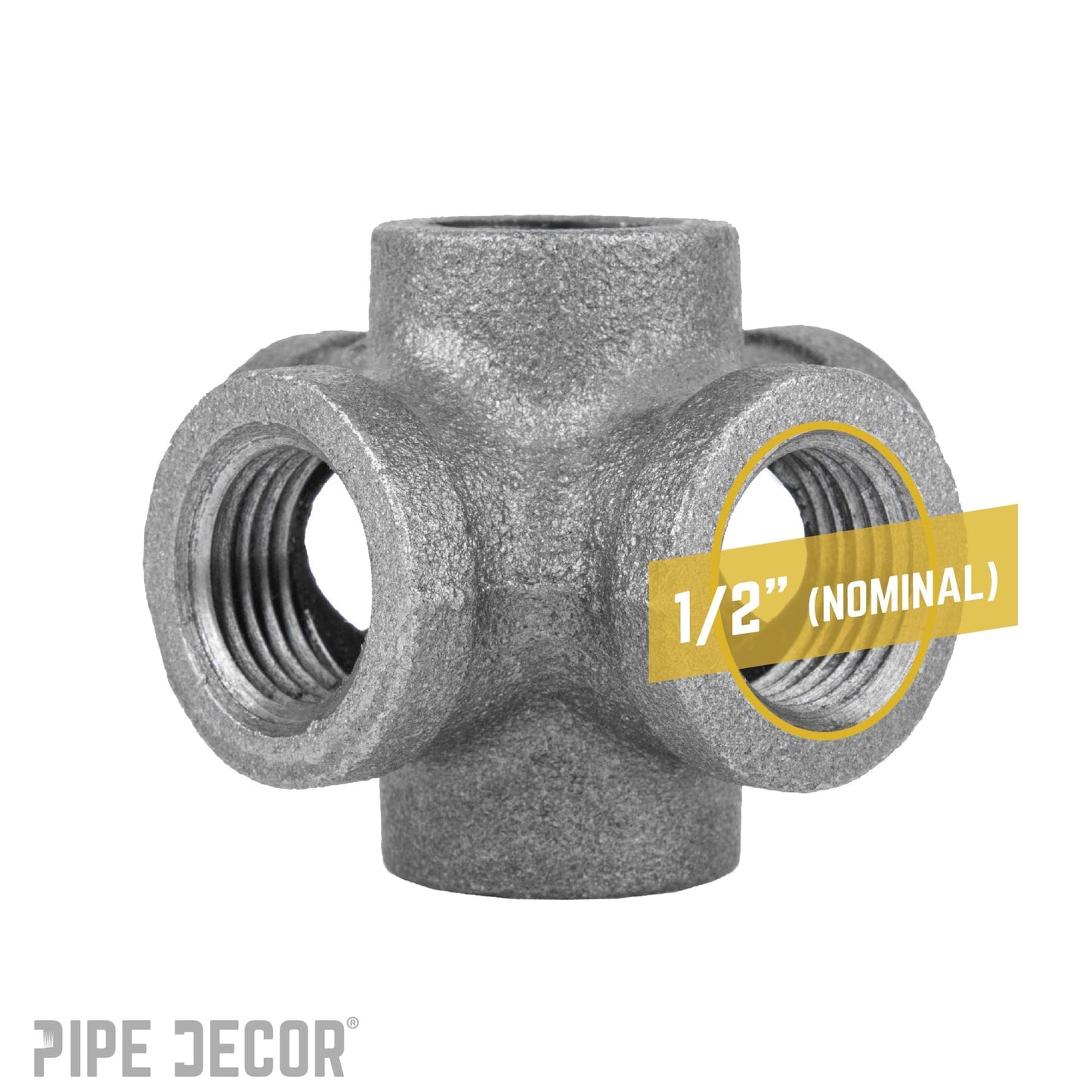 1/2 in. Black 6-Way Fitting