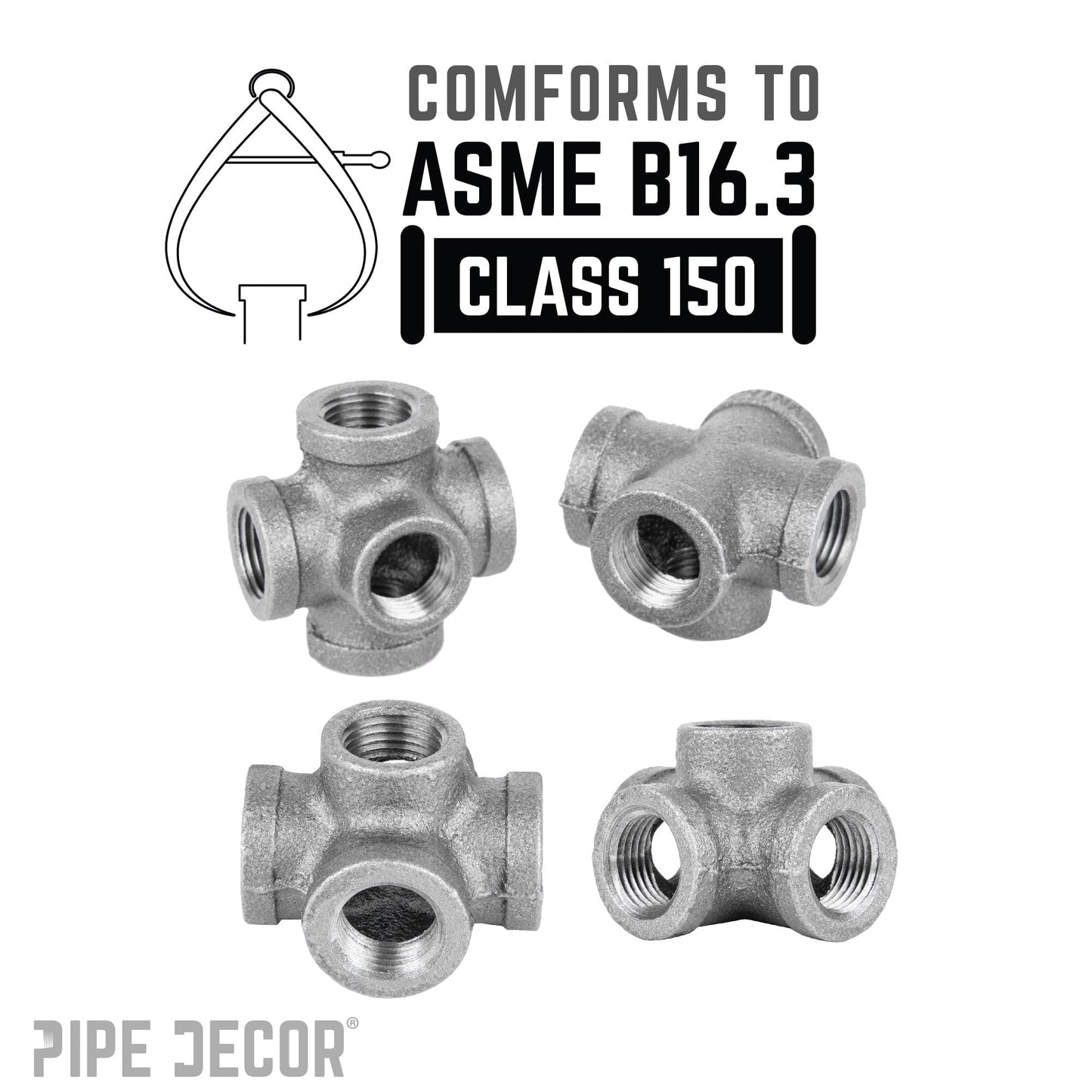 1/2 in. Black 5-Way Fitting