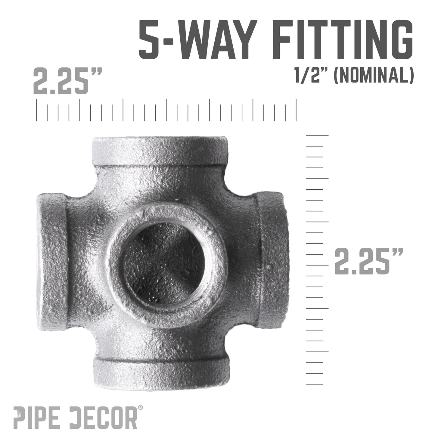 1/2 in. Black 5-Way Fitting