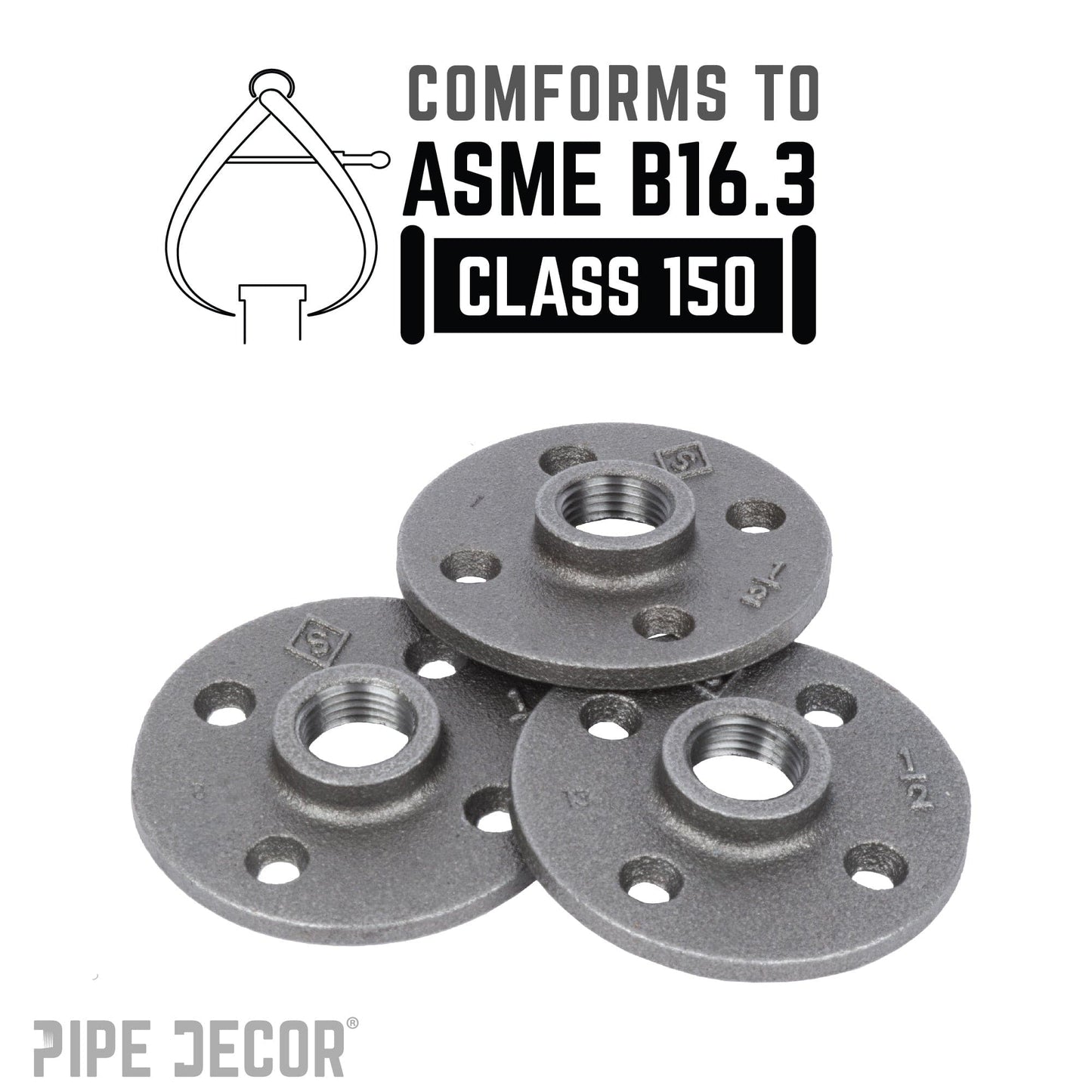 1/2 in. Black Floor Flange