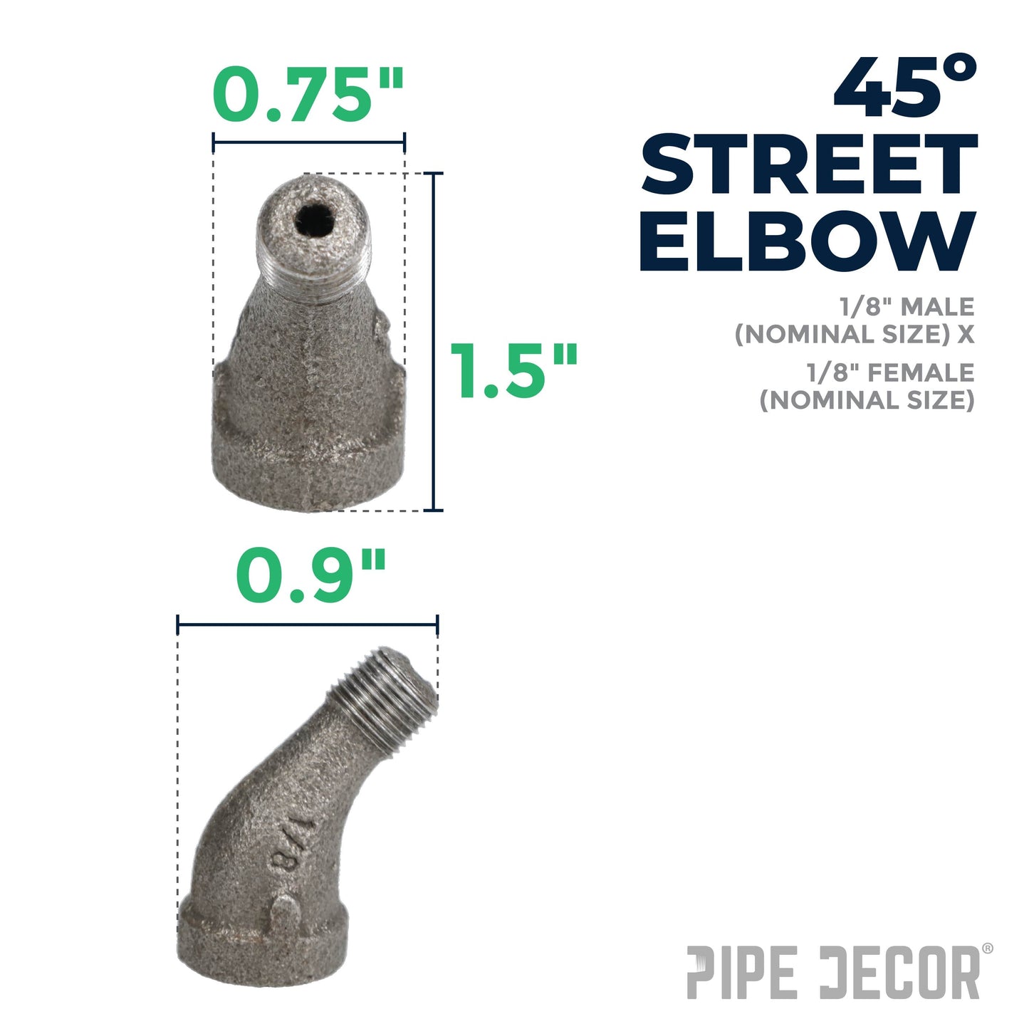 1/8 in. Black 45 Degree Street Elbow