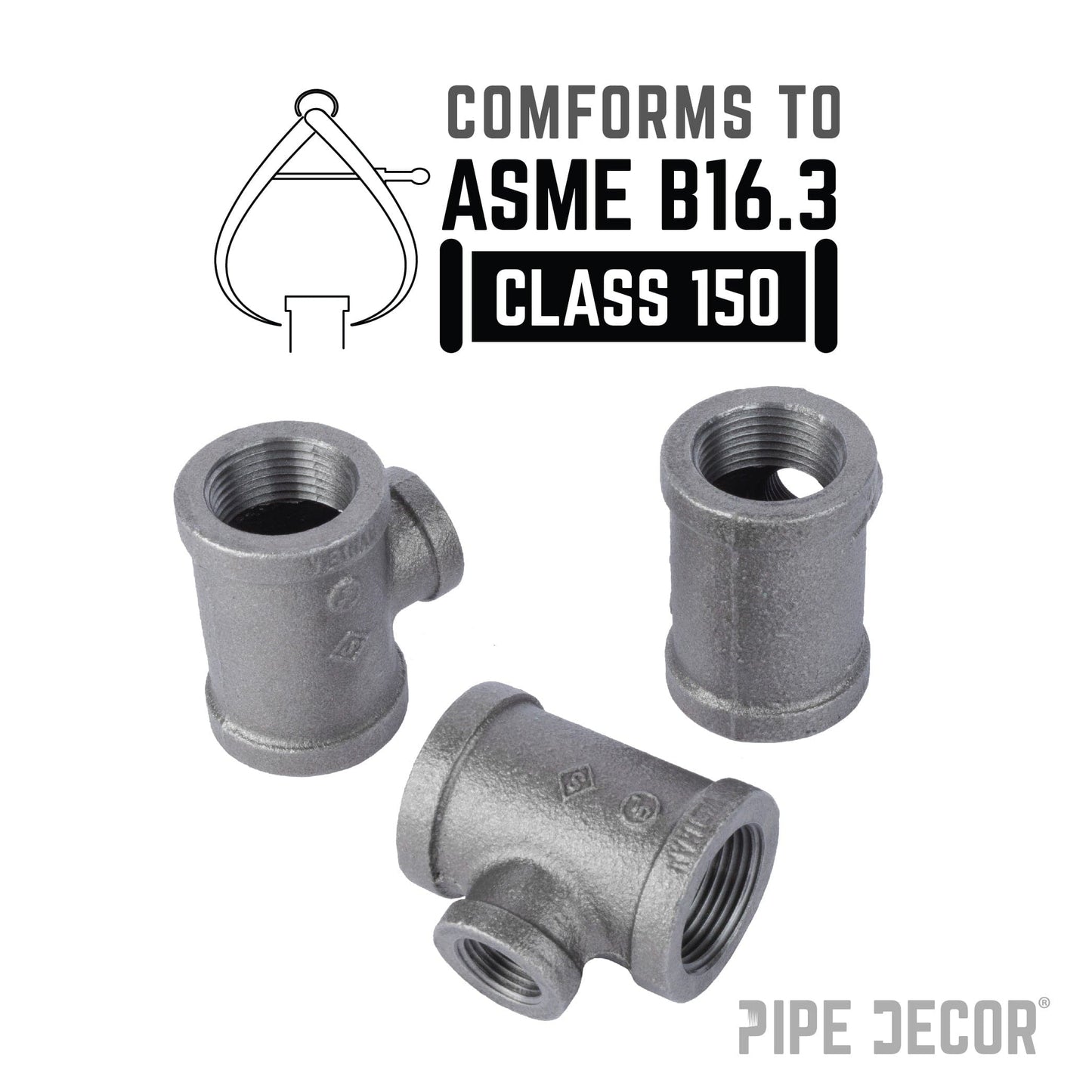 1 in. x 1 in. x 1/2 in. Black Reducing Tee