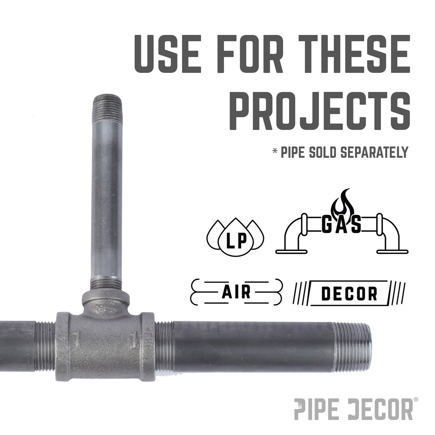 1 in. x 1 in. x 1/2 in. Black Reducing Tee