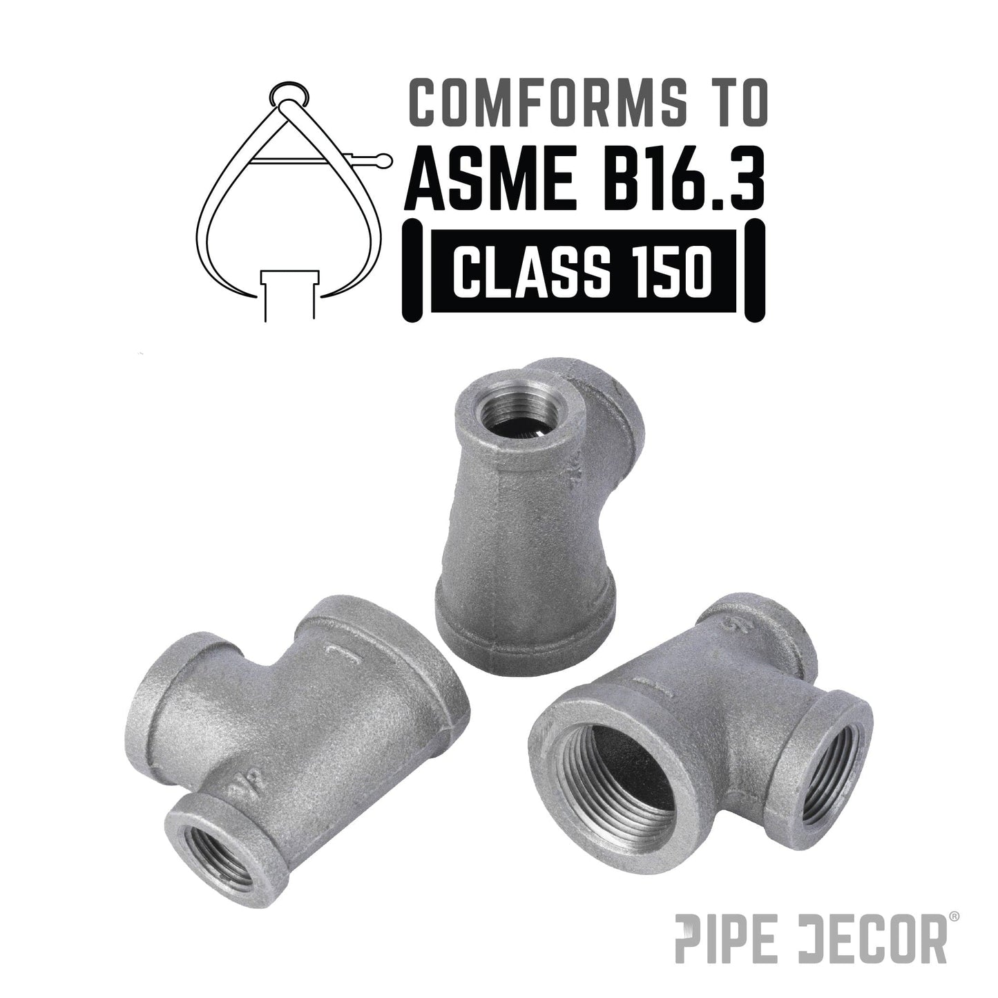 1 in. x 1/2 in. x 1/2 in. Black Reducing Tee