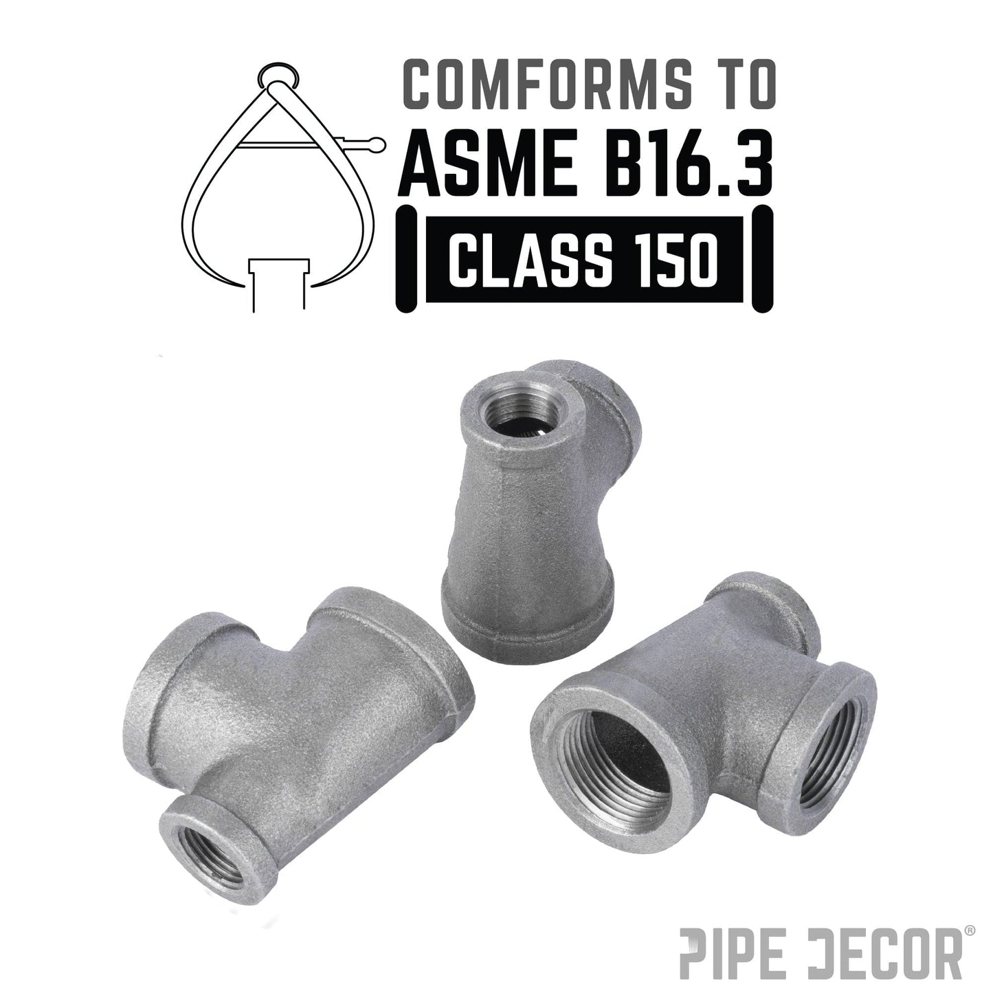 1 1/2 in. x 3/4 in. x 1 1/2 in. Black Reducing Tee