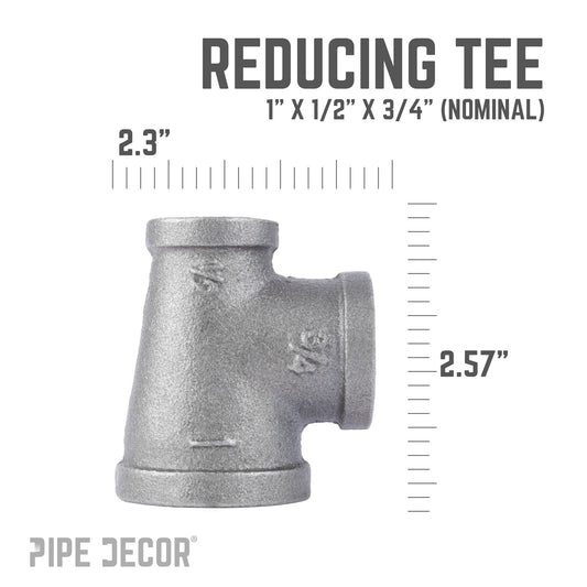 1 in. x 1/2 in. x 3/4 in. Black Reducing Tee