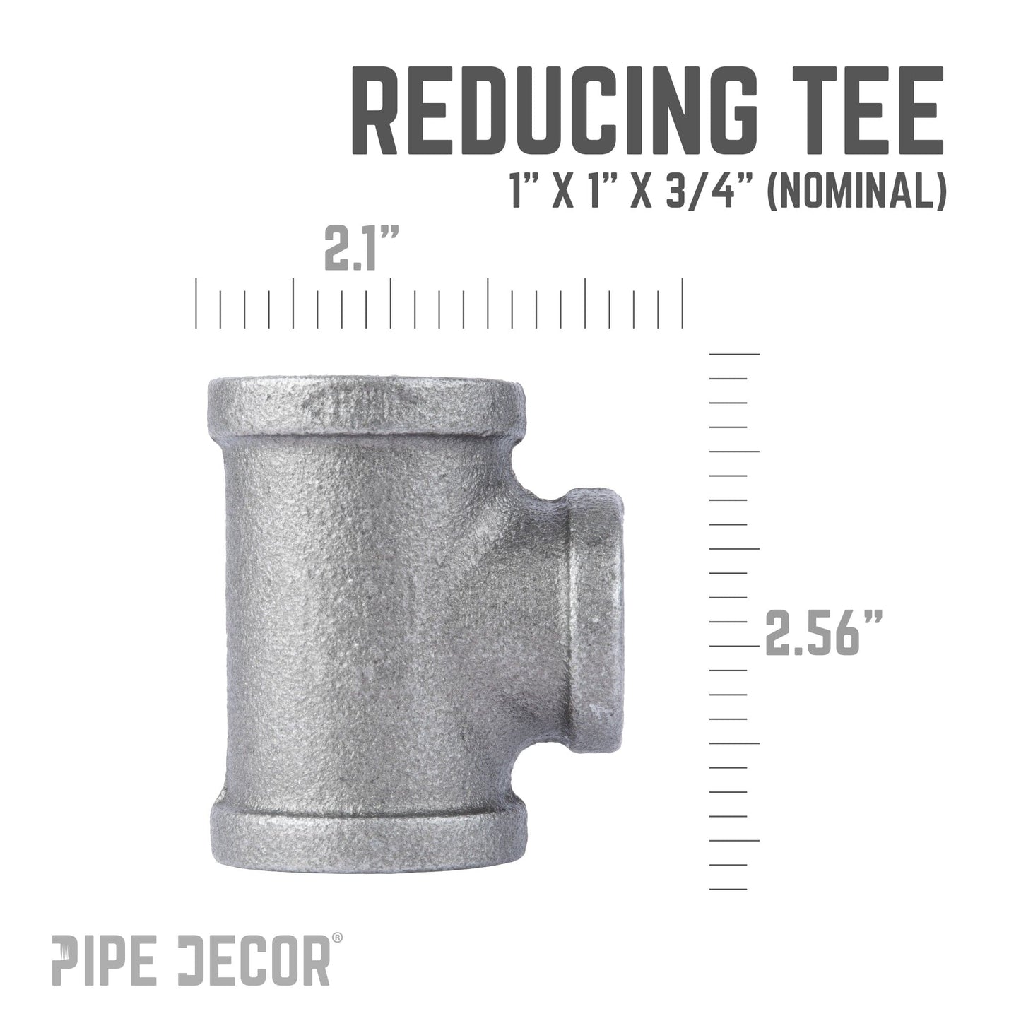 1 in. x 1 in. x 3/4 in. Black Reducing Tee