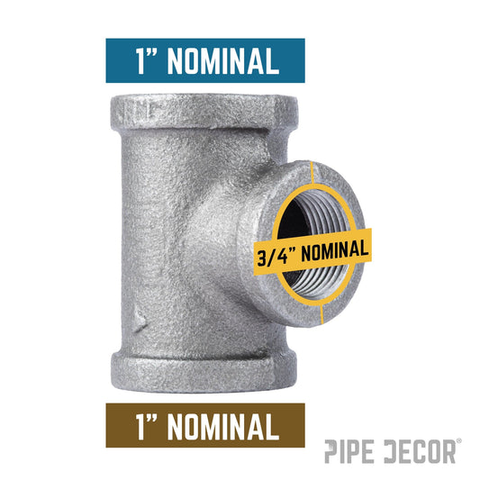 1 in. x 1 in. x 3/4 in. Black Reducing Tee