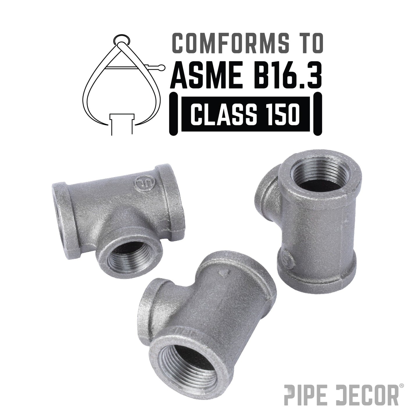 1 in. x 1 in. x 3/4 in. Black Reducing Tee