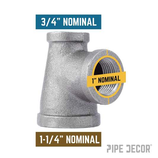 1 1/4 in. x 3/4 in. x 1 in. Black Reducing Tee