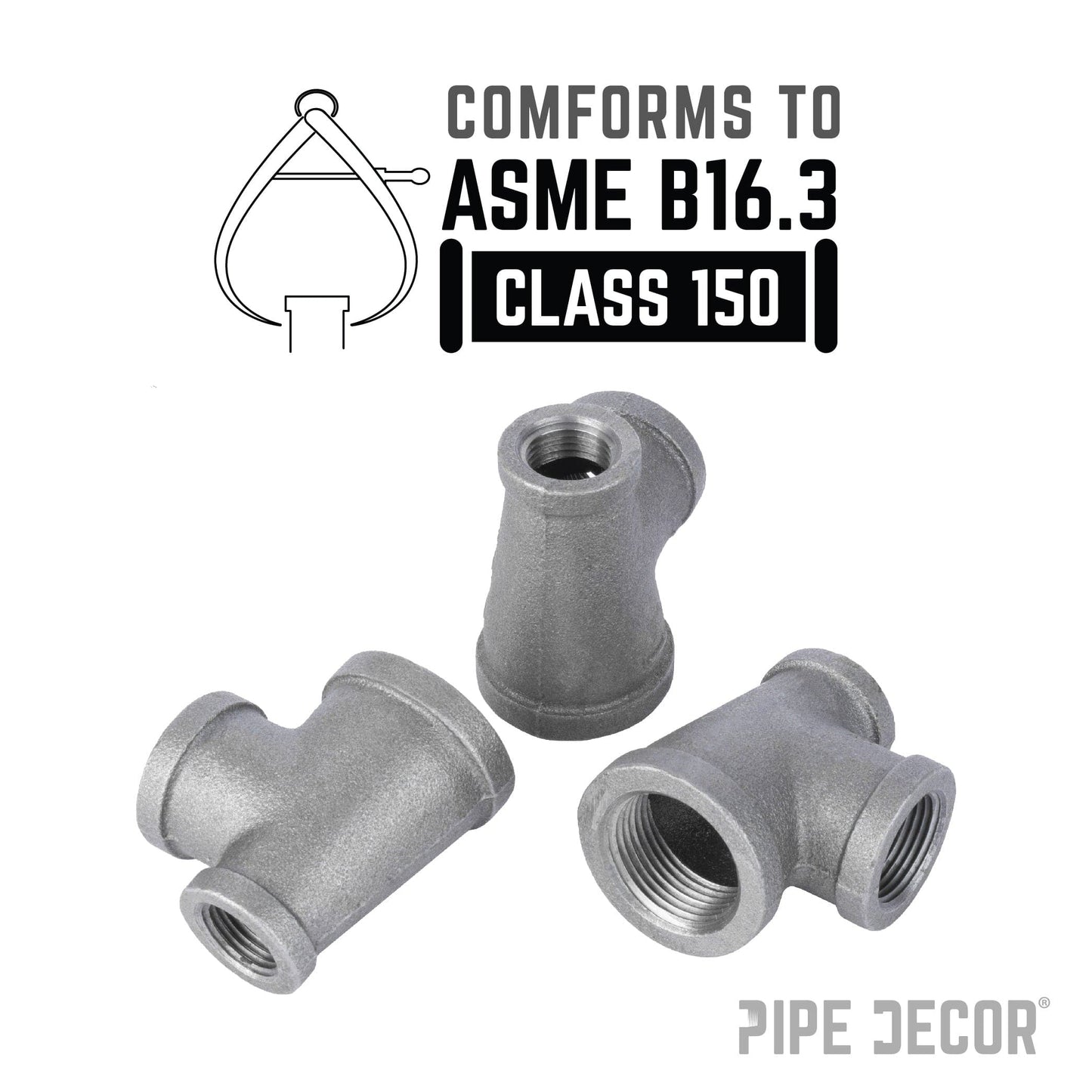 1 1/4 in. x 3/4 in. x 1 in. Black Reducing Tee