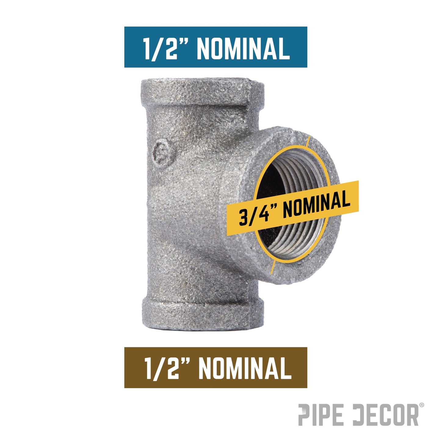 1/2 in. x 1/2 in. x 3/4 in. Black Reducing Tee