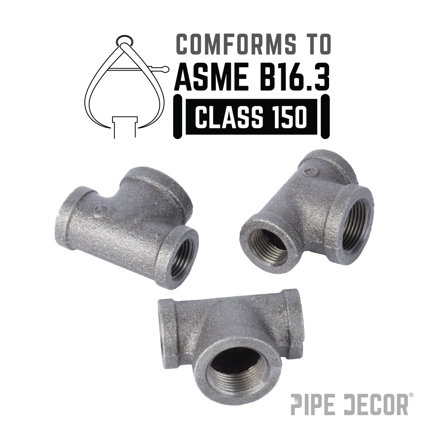 1/2 in. x 1/2 in. x 3/4 in. Black Reducing Tee