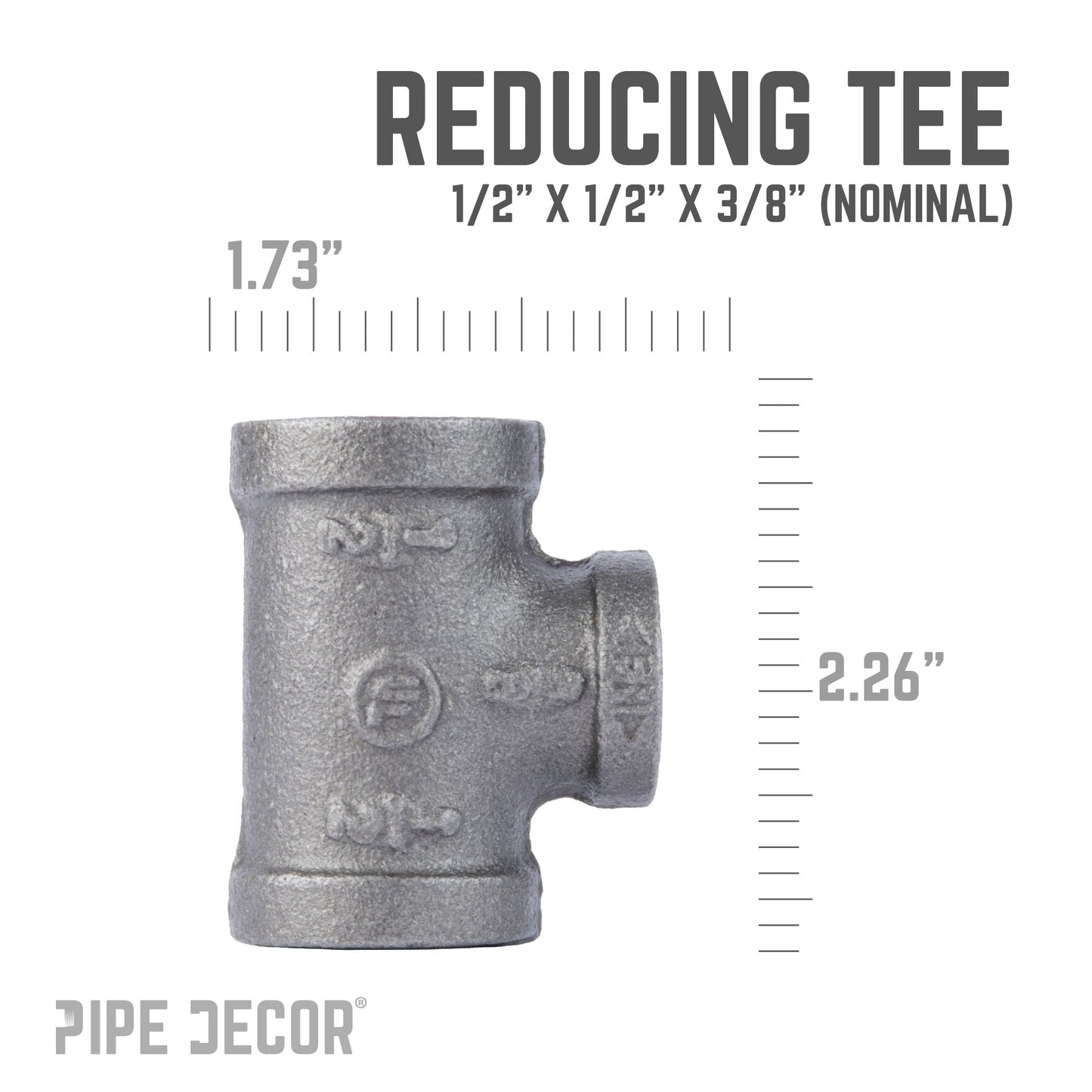 1/2 in. x 1/2 in. x 3/8 in. Black Reducing Tee