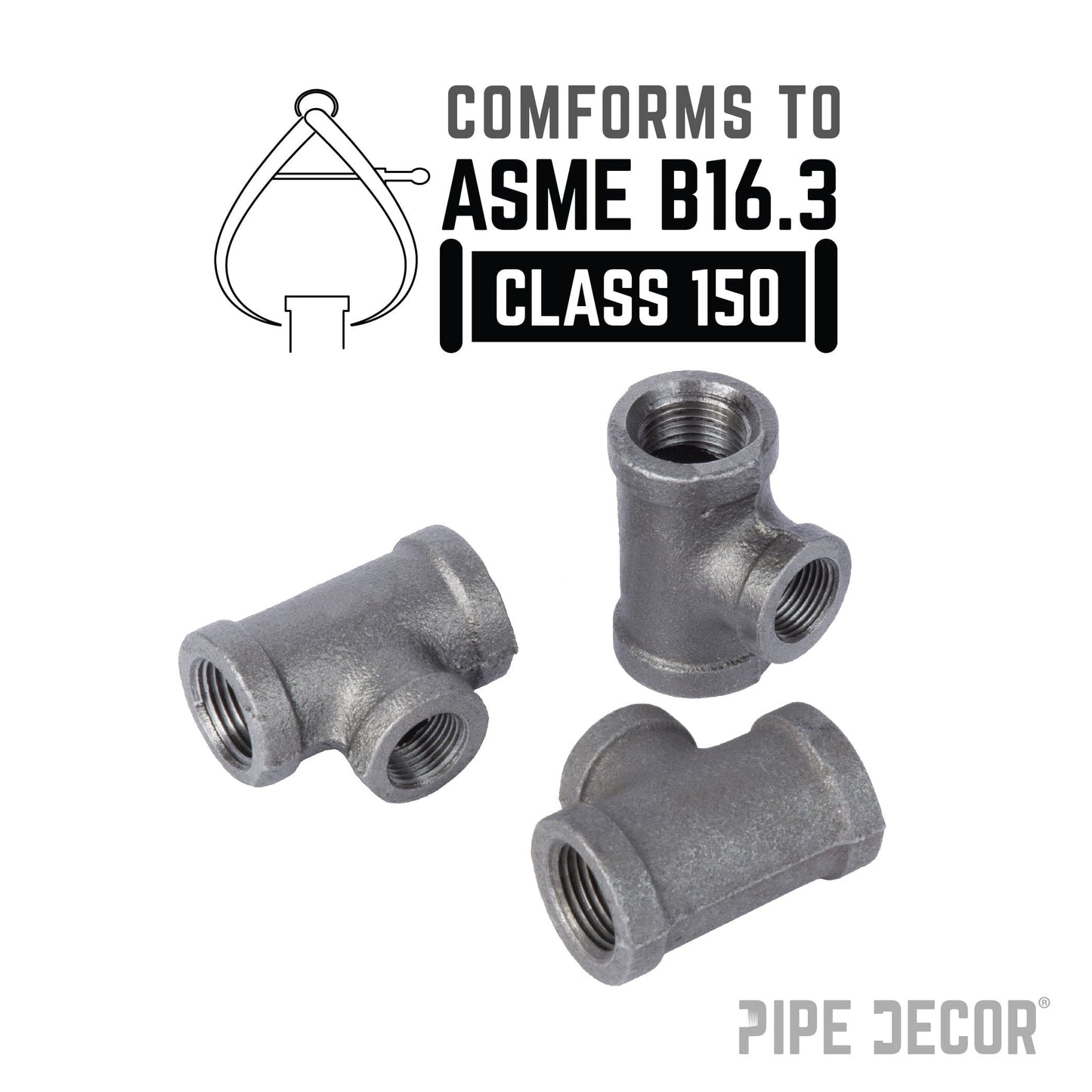 1/2 in. x 1/2 in. x 3/8 in. Black Reducing Tee