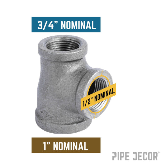 1 in. x 3/4 in. x 1/2 in. Black Reducing Tee