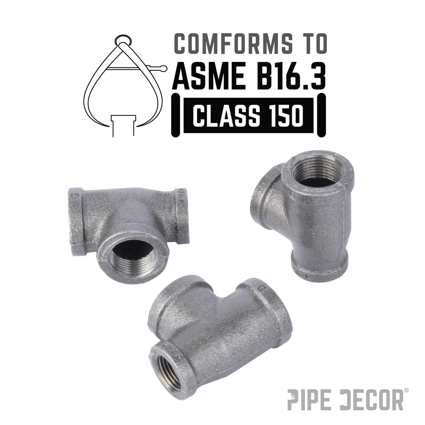 1 in. x 3/4 in. x 1 in. Black Reducing Tee