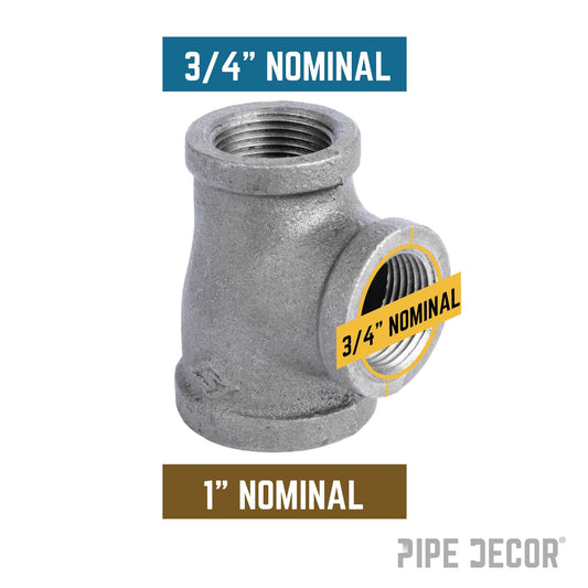 1 in. x 3/4 in. x 3/4 in. Black Reducing Tee