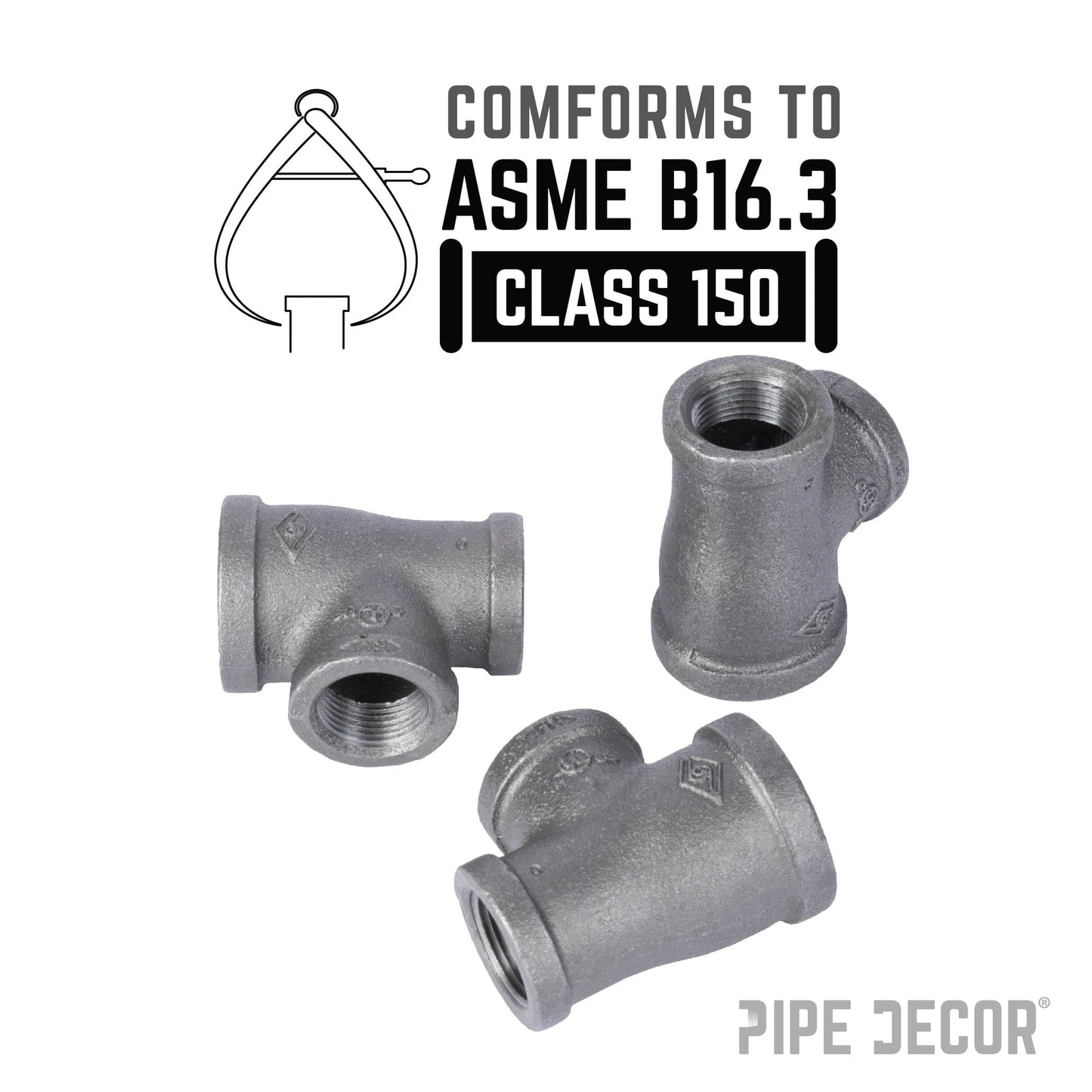 1 in. x 3/4 in. x 3/4 in. Black Reducing Tee