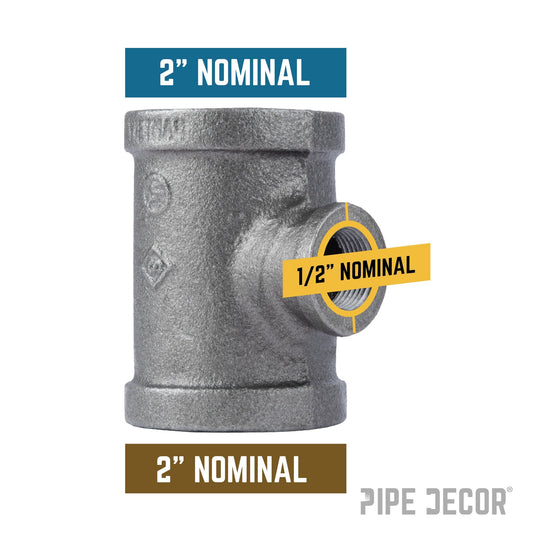 2 in. x 2 in. x 1/2 in. Black Reducing Tee