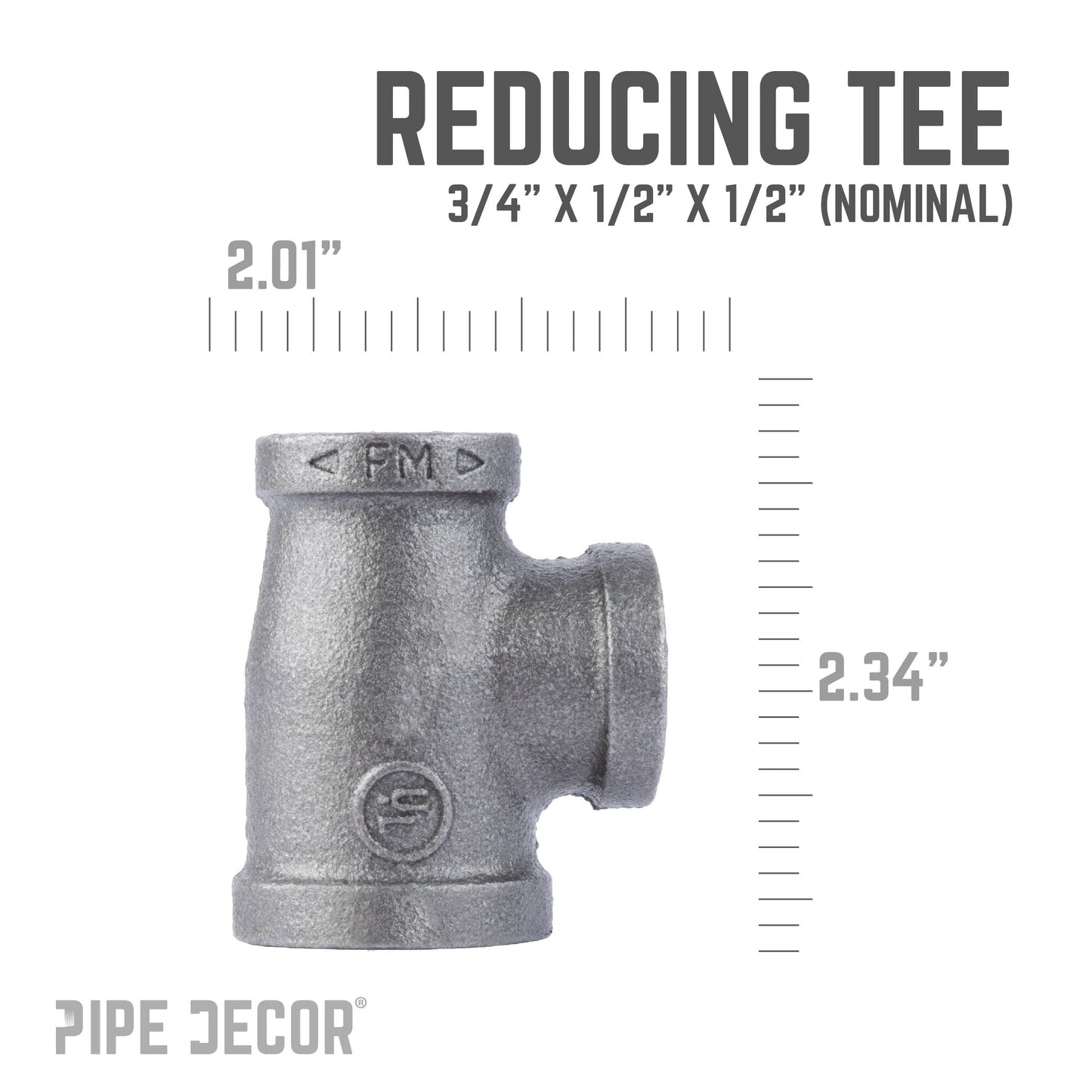 3/4 in. x 1/2 in. x 1/2 in. Black Reducing Tee