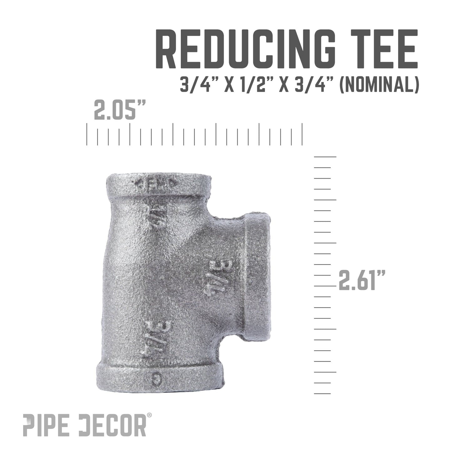 3/4 in. x 1/2 in. x 3/4 in. Black Reducing Tee