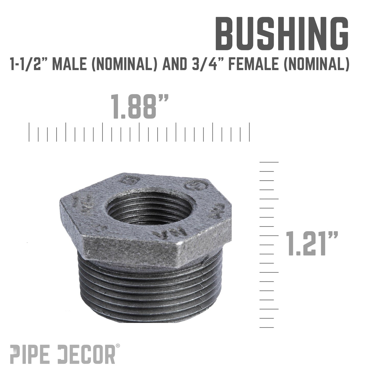 1 1/2 in. x 3/4 in. Black Bushing