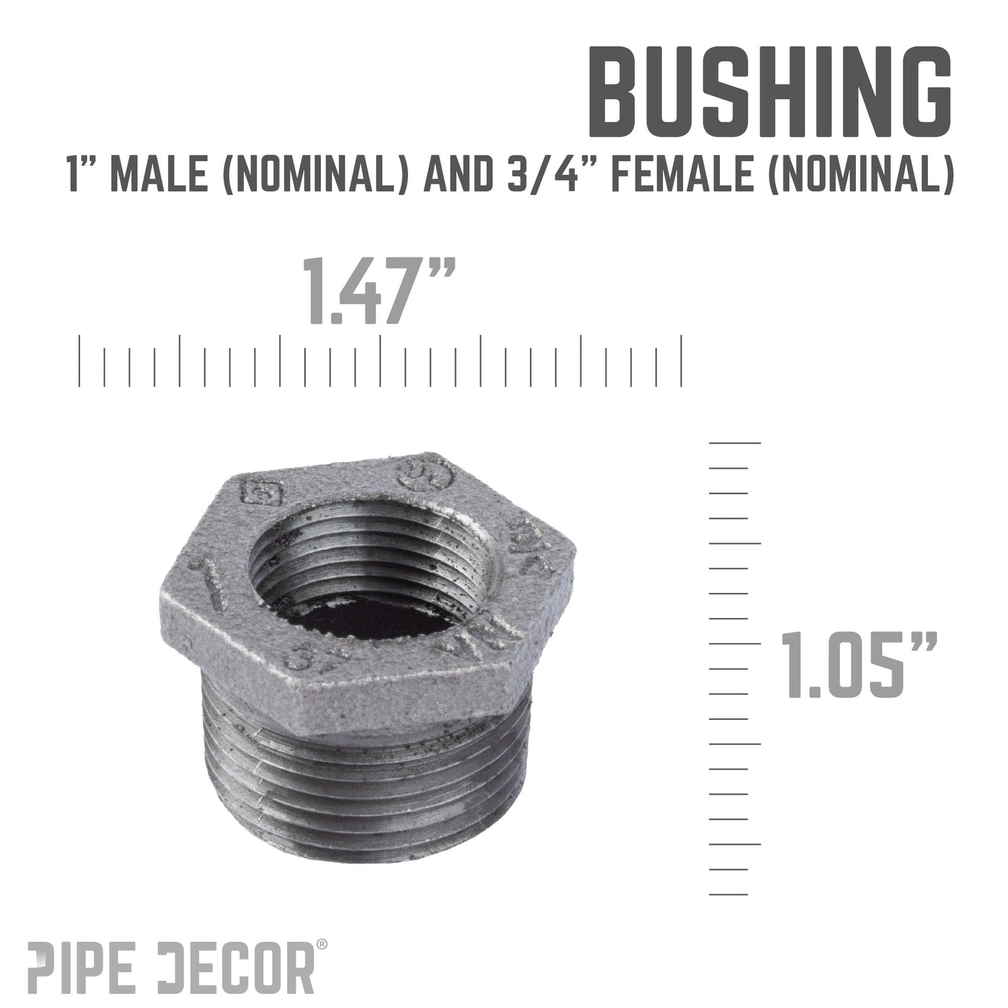 1 in. x 3/4 in. Black Bushing