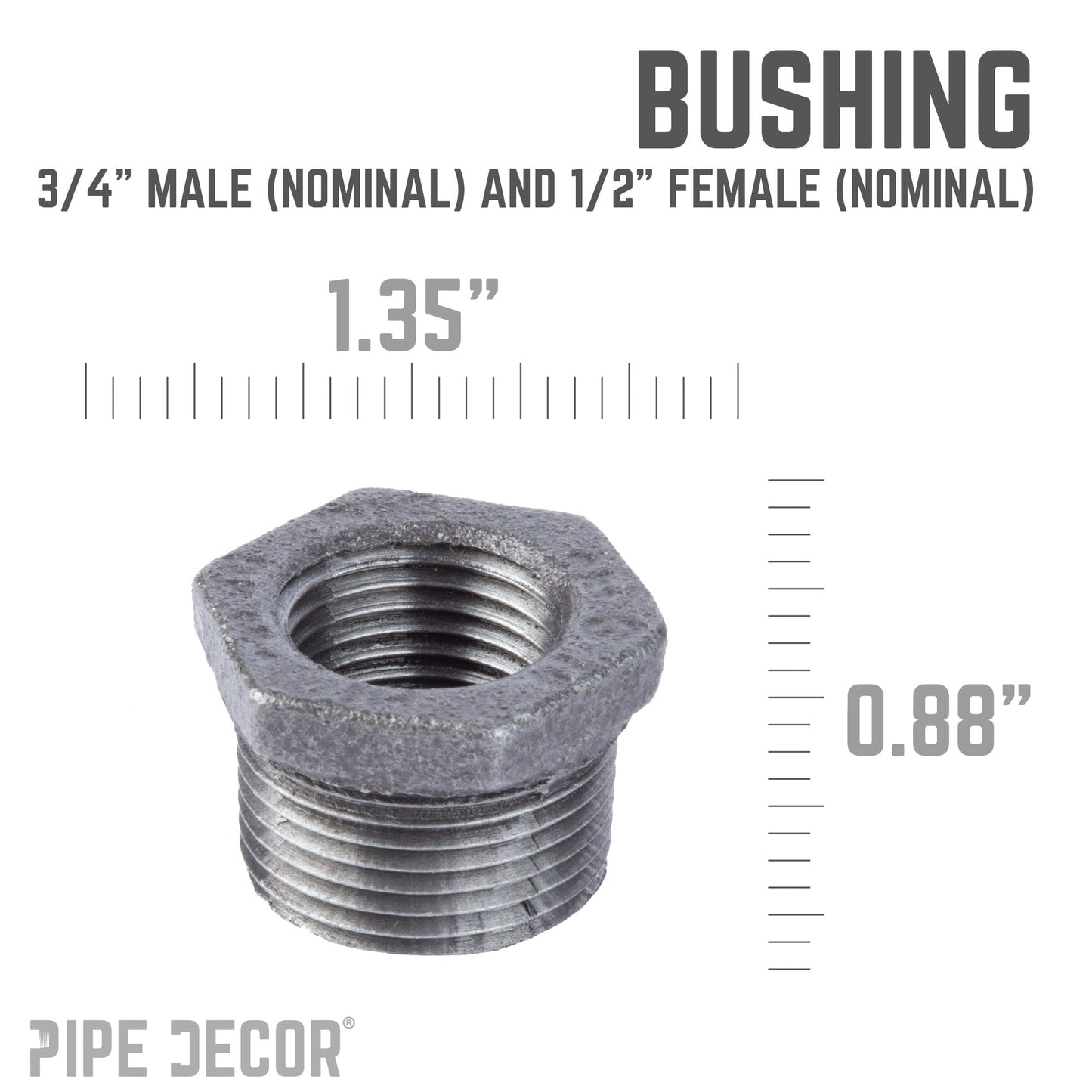 3/4 in. x 1/2 in. Black Bushing