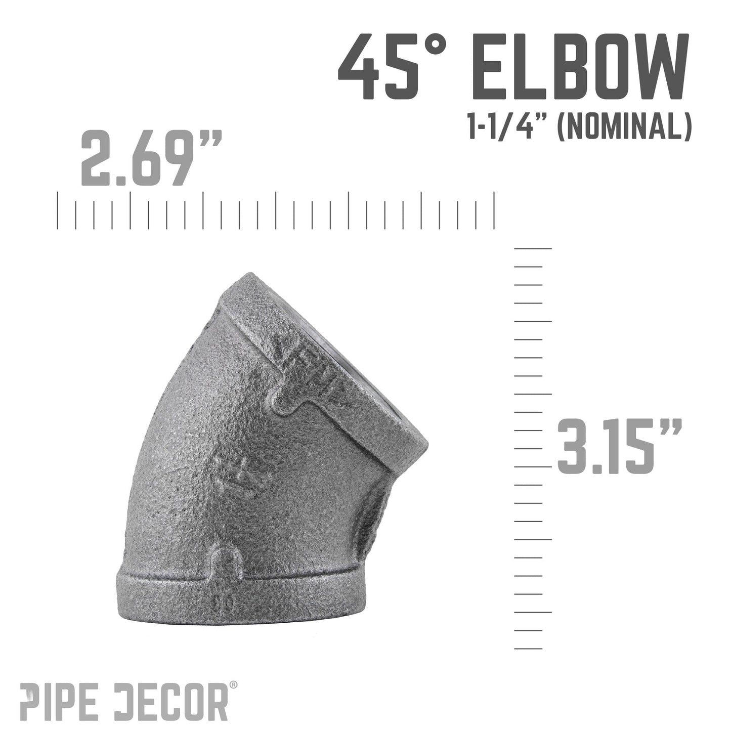 1 1/4 in. Black 45 Degree Elbow