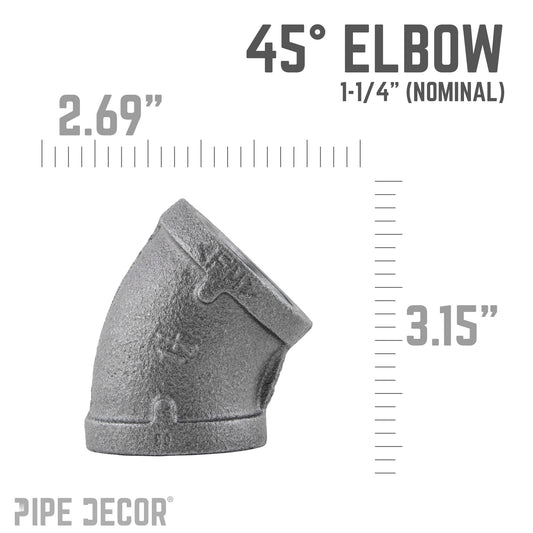 1 1/4 in. Black 45 Degree Elbow
