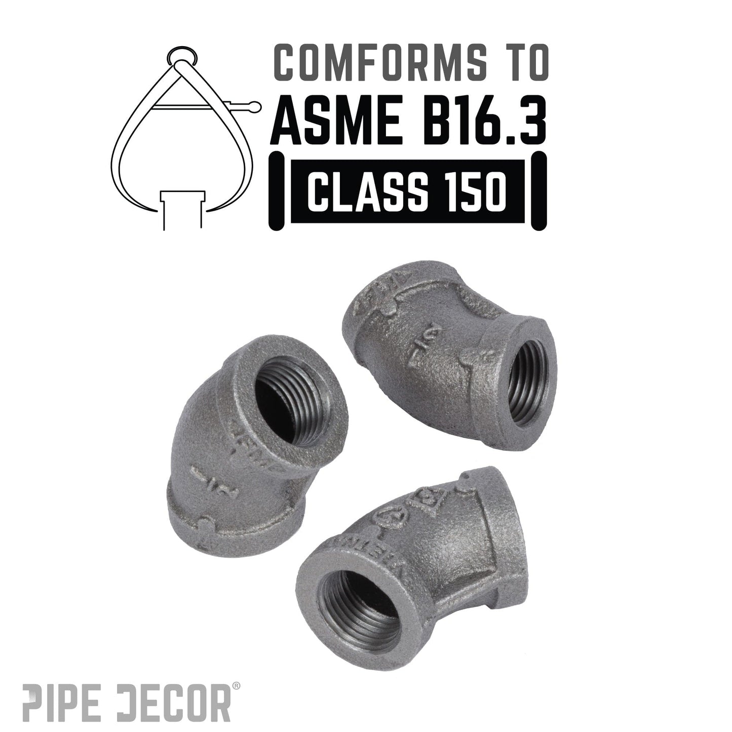 1/2 in. Black 45 Degree Elbow