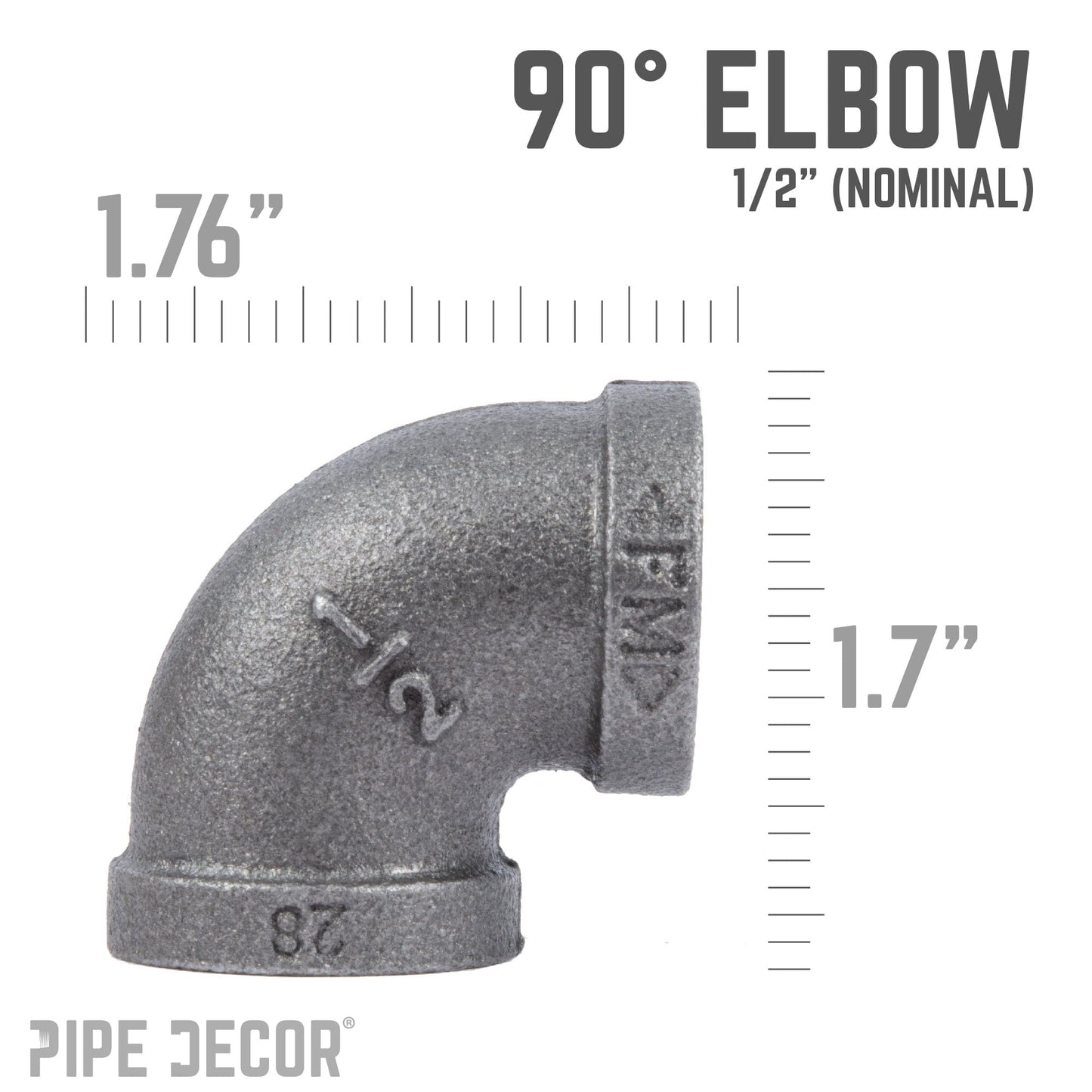 1/2 in. Black 90 Degree Elbow