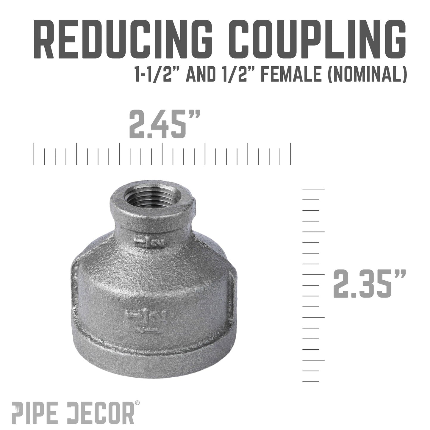 1 1/2 in. x 1/2 in. Black Reducing Coupling
