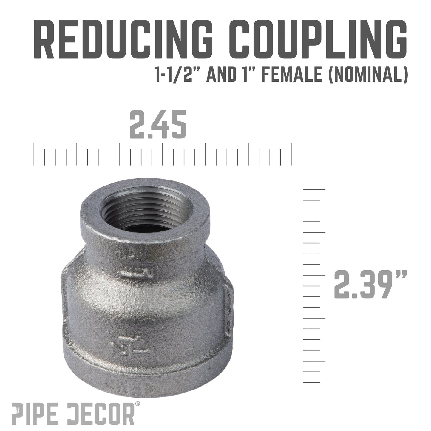 1 1/2 in. x 1 in. Black Reducing Coupling