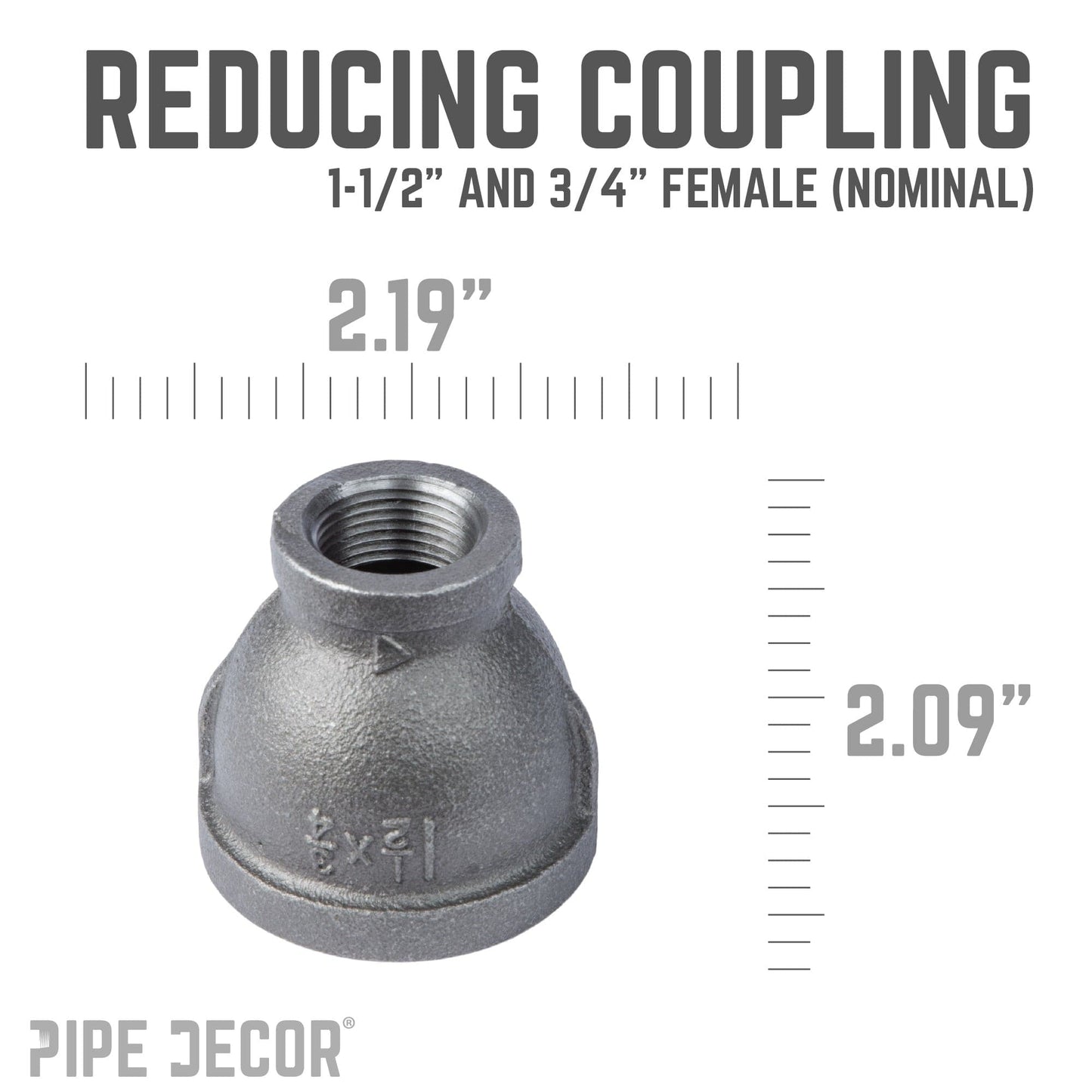 1 1/2 in. x 3/4 in. Black Reducing Coupling