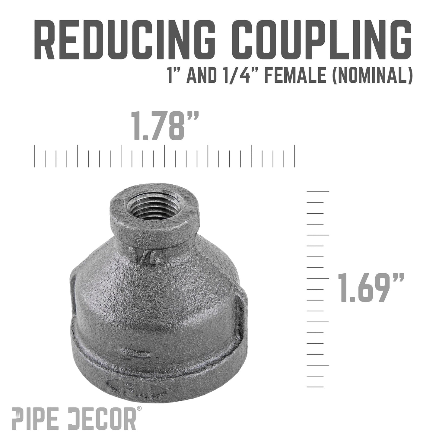 1 in. x 1/4 in. Black Reducing Coupling