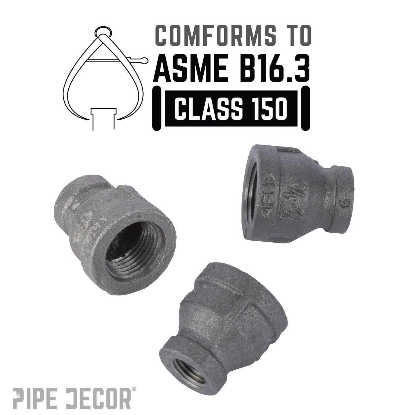 1/2 in. x 1/4 in. Black Reducing Coupling