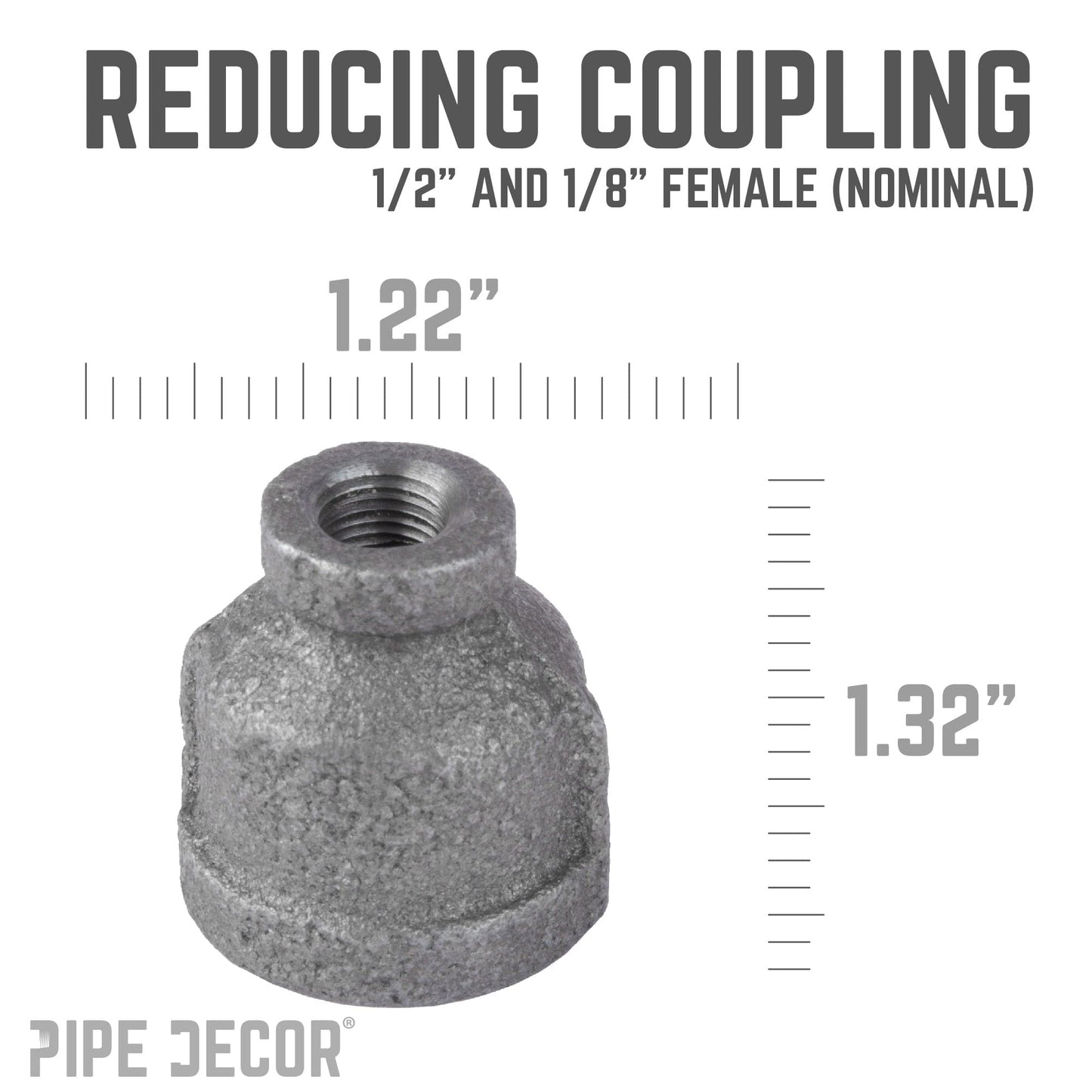 1/2 in. x 1/8 in. Black Reducing Coupling
