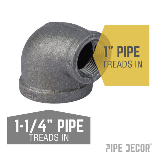 1 1/4 in. x 1 in. Black Reducing Elbow