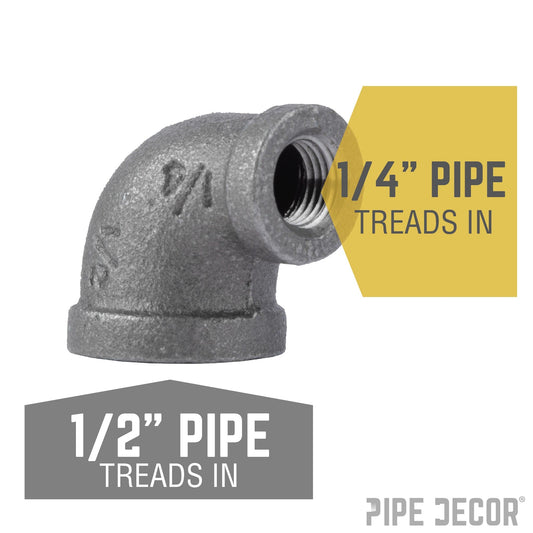 1/2 in. x 1/4 in. Black Reducing Elbow