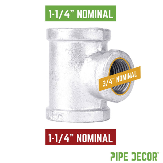 1 1/4 in. x 1 1/4 in. x 3/4 in. Galvanized Iron Reducing Tee