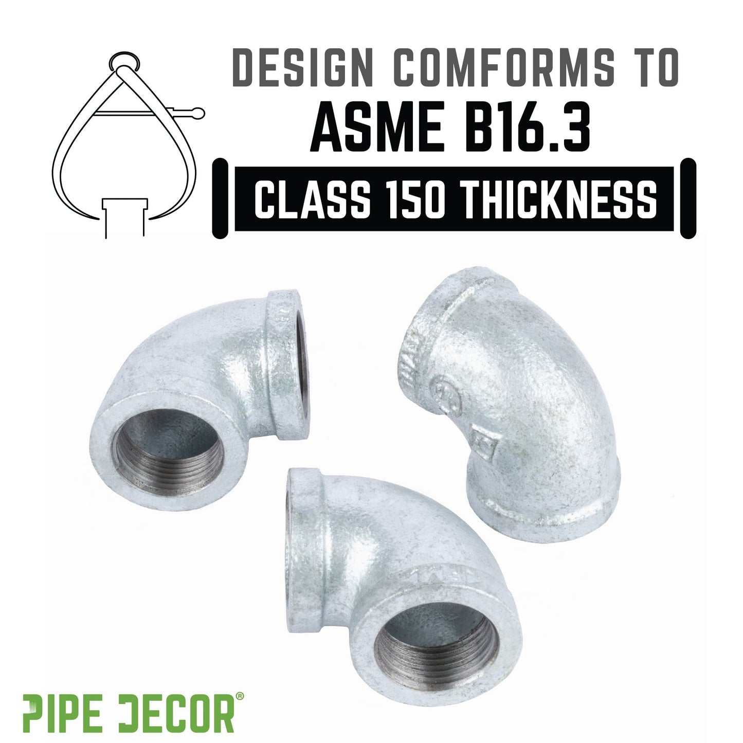 1 1/2 in. Galvanized Iron 90 Degree Elbow