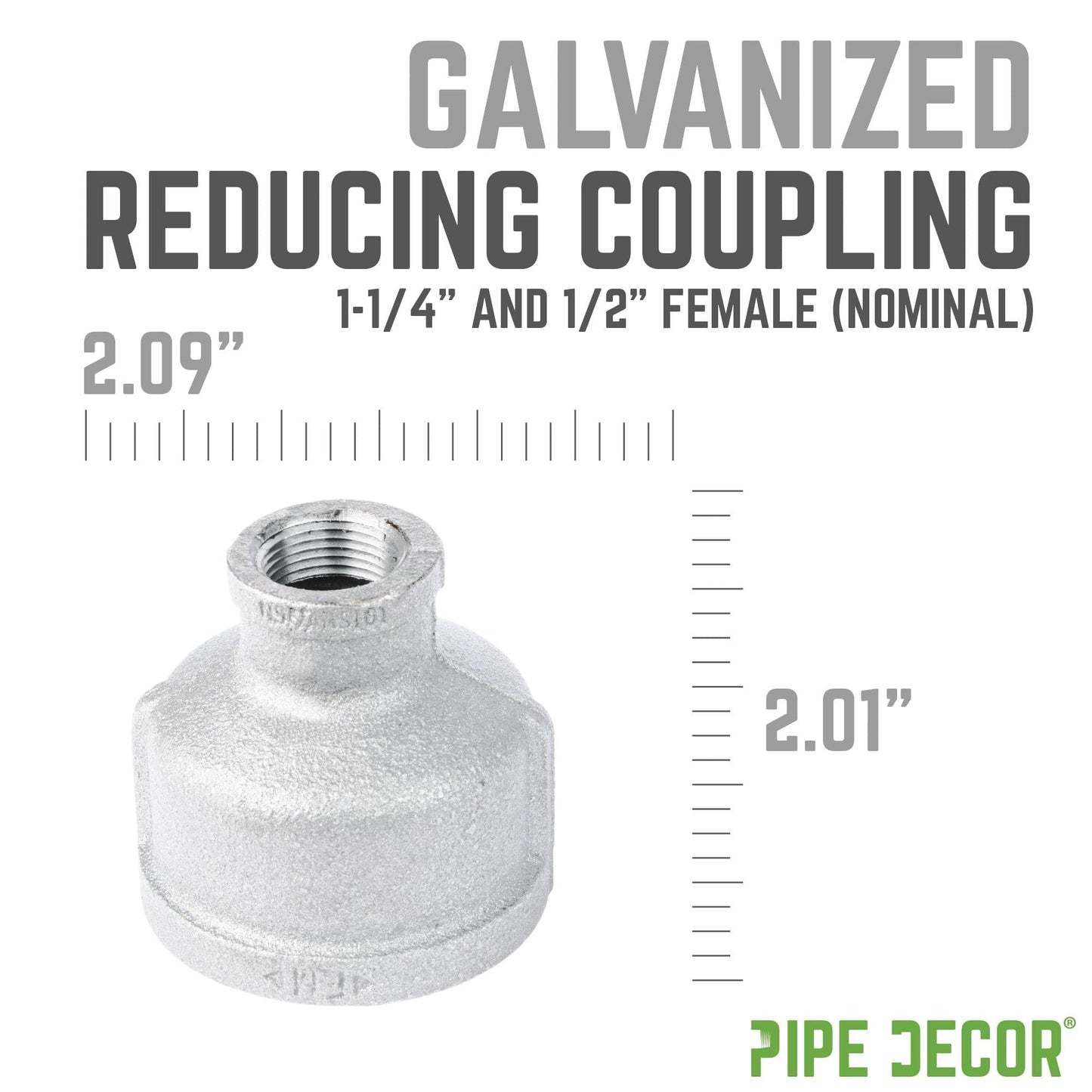 1 1/4 in. x 1/2 in. Galvanized Iron Reducing Coupling