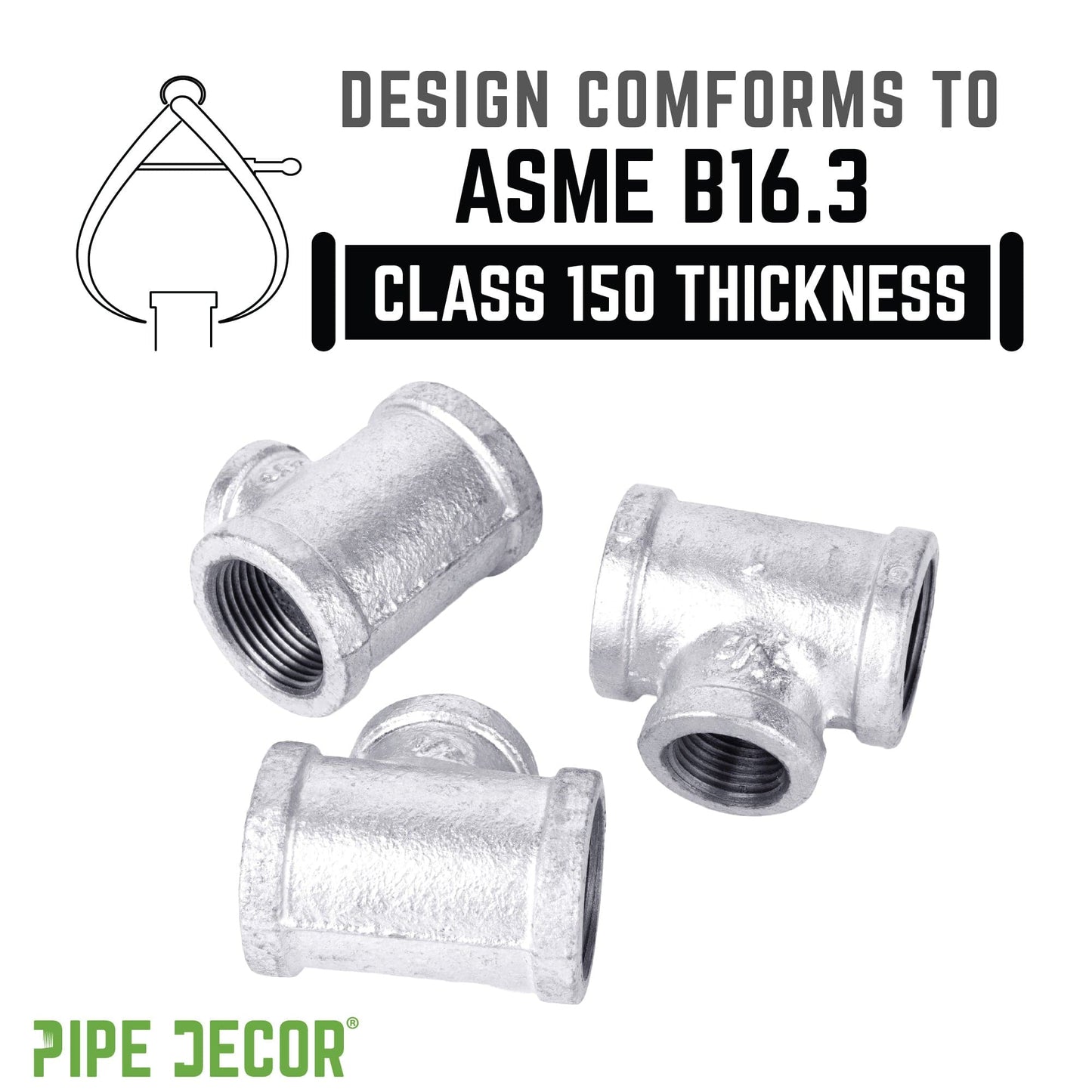 1 1/4 in. x 1 1/4 in. x 1 in. Galvanized Iron Reducing Tee